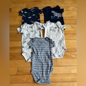 Carter's Boys Dino One-Piece Bodysuits 5 Piece Bundle